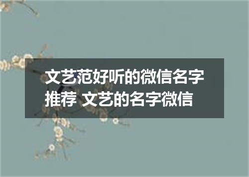 文艺范好听的微信名字推荐 文艺的名字微信
