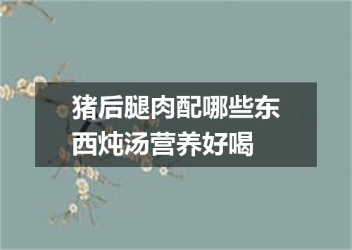 猪后腿肉配哪些东西炖汤营养好喝
