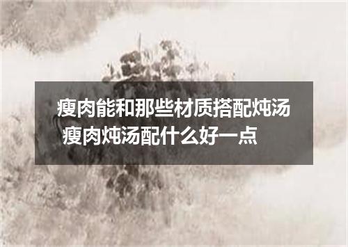 瘦肉能和那些材质搭配炖汤 瘦肉炖汤配什么好一点