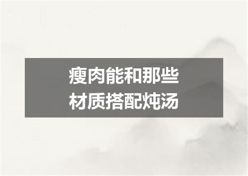 瘦肉能和那些材质搭配炖汤