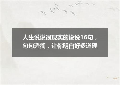 人生说说很现实的说说16句，句句透彻，让你明白好多道理