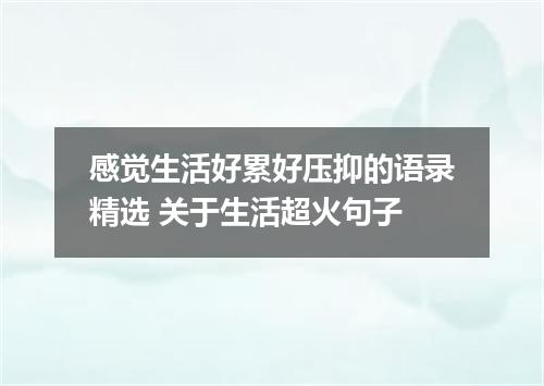 感觉生活好累好压抑的语录精选 关于生活超火句子