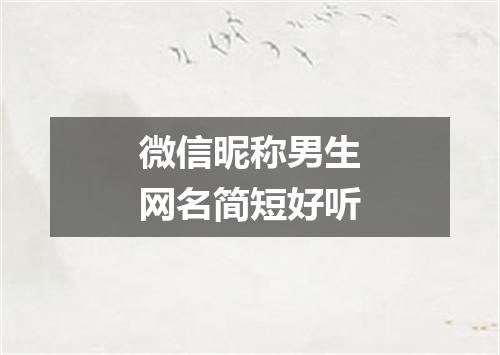 微信昵称男生网名简短好听
