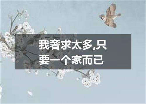 我奢求太多,只要一个家而已