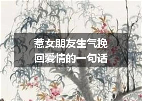 惹女朋友生气挽回爱情的一句话