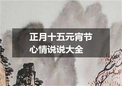 正月十五元宵节心情说说大全