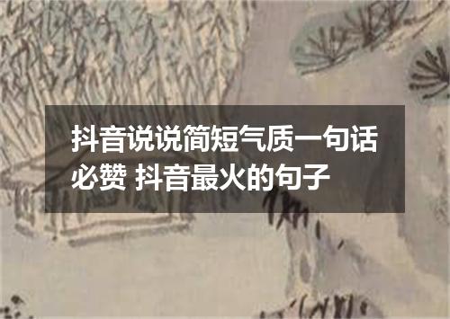 抖音说说简短气质一句话必赞 抖音最火的句子