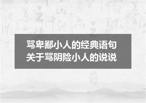 骂卑鄙小人的经典语句 关于骂阴险小人的说说
