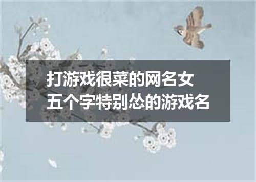 打游戏很菜的网名女 五个字特别怂的游戏名