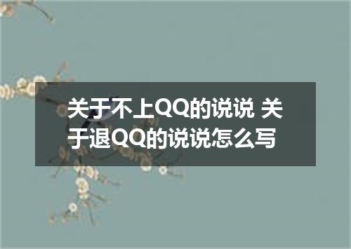 关于不上QQ的说说 关于退QQ的说说怎么写
