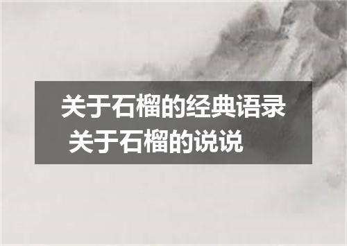 关于石榴的经典语录 关于石榴的说说