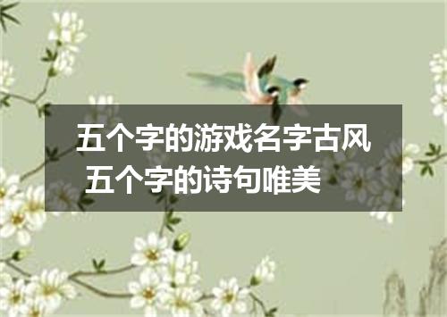 五个字的游戏名字古风 五个字的诗句唯美