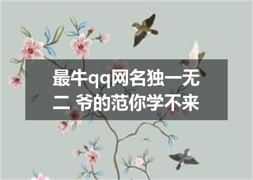最牛qq网名独一无二 爷的范你学不来