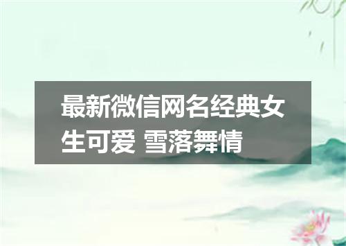 最新微信网名经典女生可爱 雪落舞情