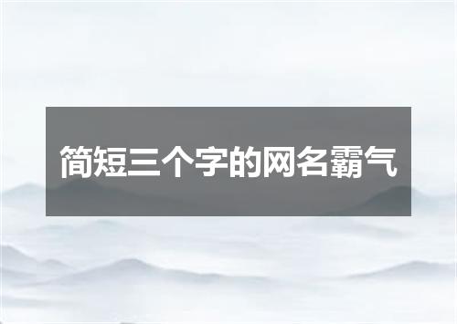 简短三个字的网名霸气