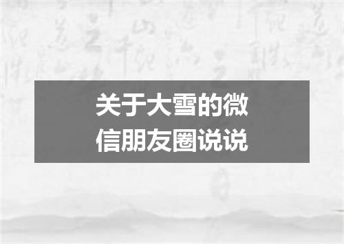 关于大雪的微信朋友圈说说