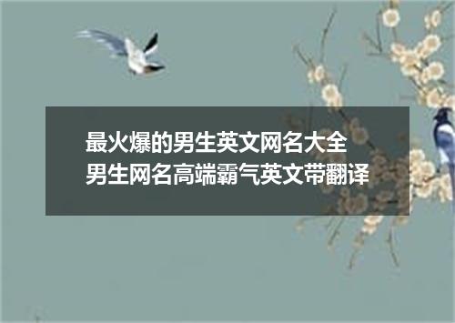 最火爆的男生英文网名大全 男生网名高端霸气英文带翻译