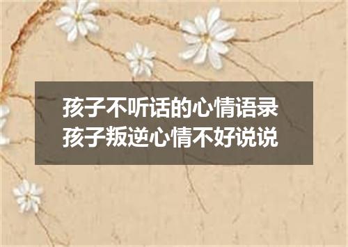 孩子不听话的心情语录 孩子叛逆心情不好说说