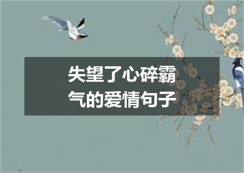 失望了心碎霸气的爱情句子