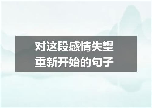 对这段感情失望 重新开始的句子