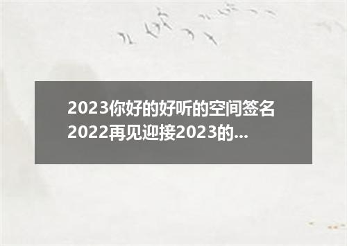 2023你好的好听的空间签名 2022再见迎接2023的签名