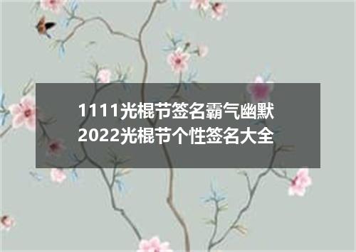 1111光棍节签名霸气幽默 2022光棍节个性签名大全