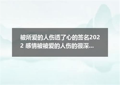被所爱的人伤透了心的签名2022 感情被被爱的人伤的很深的签名