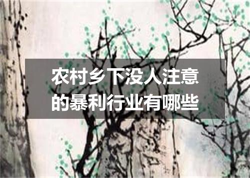农村乡下没人注意的暴利行业有哪些