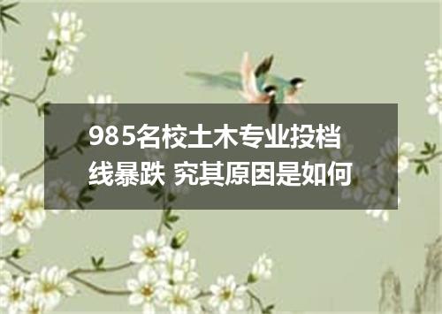985名校土木专业投档线暴跌 究其原因是如何