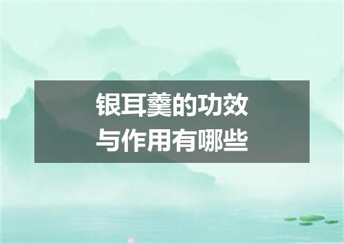 银耳羹的功效与作用有哪些