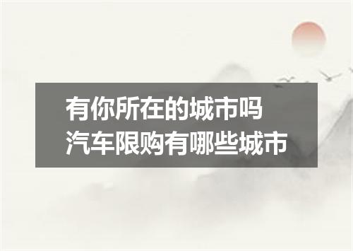 有你所在的城市吗 汽车限购有哪些城市