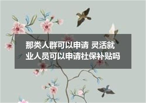那类人群可以申请 灵活就业人员可以申请社保补贴吗