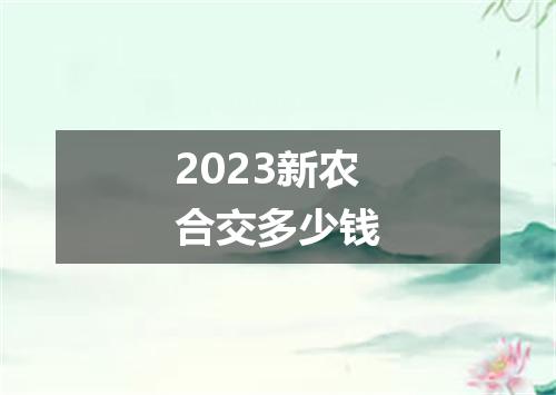 2023新农合交多少钱