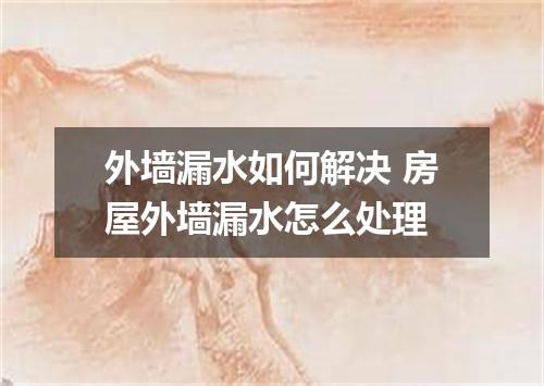外墙漏水如何解决 房屋外墙漏水怎么处理
