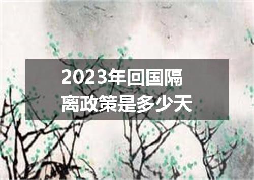 2023年回国隔离政策是多少天
