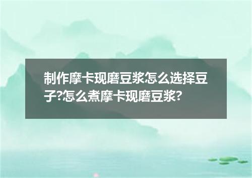 制作摩卡现磨豆浆怎么选择豆子?怎么煮摩卡现磨豆浆?