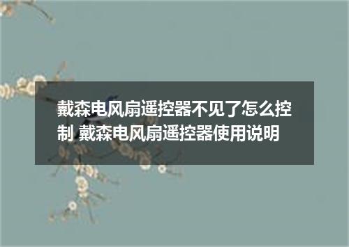 戴森电风扇遥控器不见了怎么控制 戴森电风扇遥控器使用说明