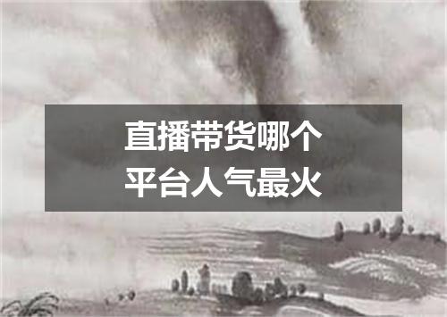 直播带货哪个平台人气最火