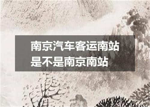 南京汽车客运南站是不是南京南站