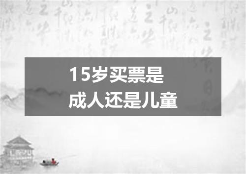 15岁买票是成人还是儿童