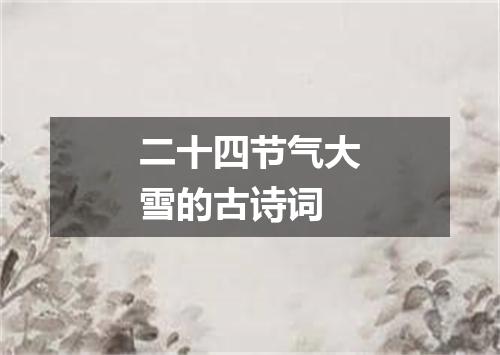 二十四节气大雪的古诗词
