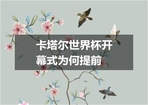 卡塔尔世界杯开幕式为何提前