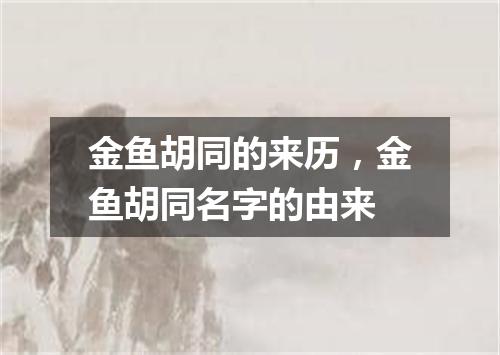 金鱼胡同的来历，金鱼胡同名字的由来