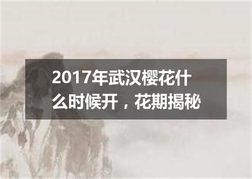 2017年武汉樱花什么时候开，花期揭秘