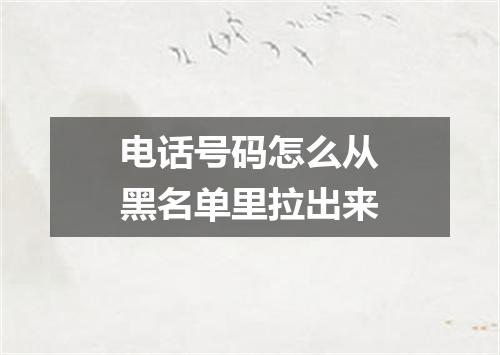 电话号码怎么从黑名单里拉出来