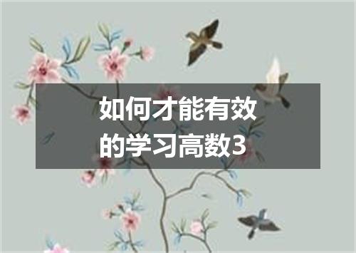 如何才能有效的学习高数3