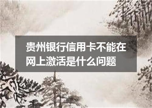 贵州银行信用卡不能在网上激活是什么问题