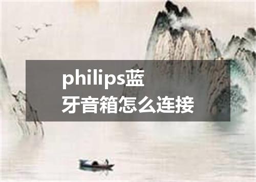 philips蓝牙音箱怎么连接