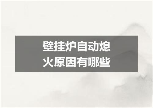 壁挂炉自动熄火原因有哪些