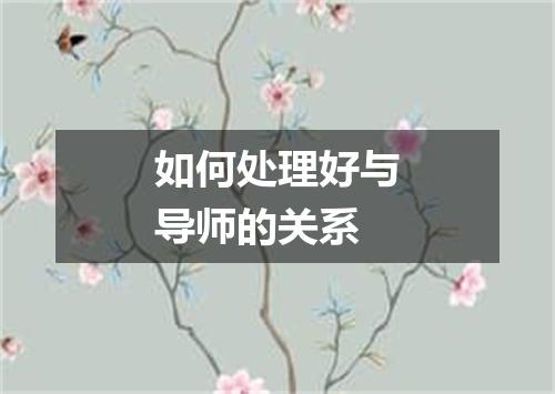 如何处理好与导师的关系